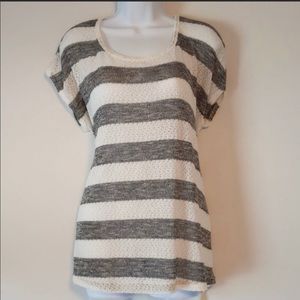AB Studio gray & white short sleeve shirt size XL